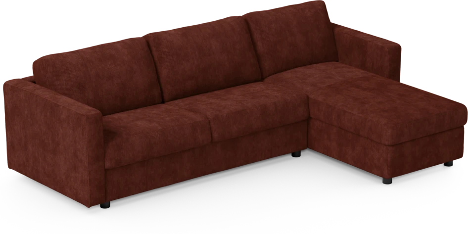 Lindö - Bäddsoffa 2,5-sits med schäslong, vändbar - Röd