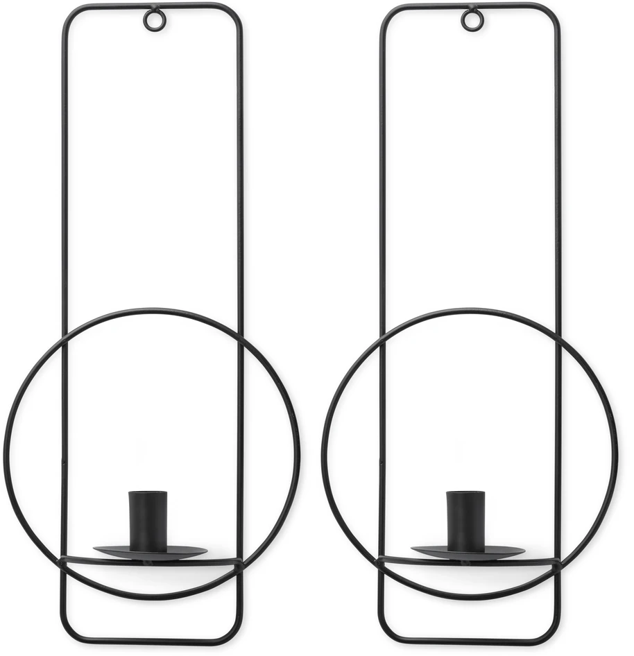 Elise - Väggljusstake, H 39 cm, 2-pack - Svart