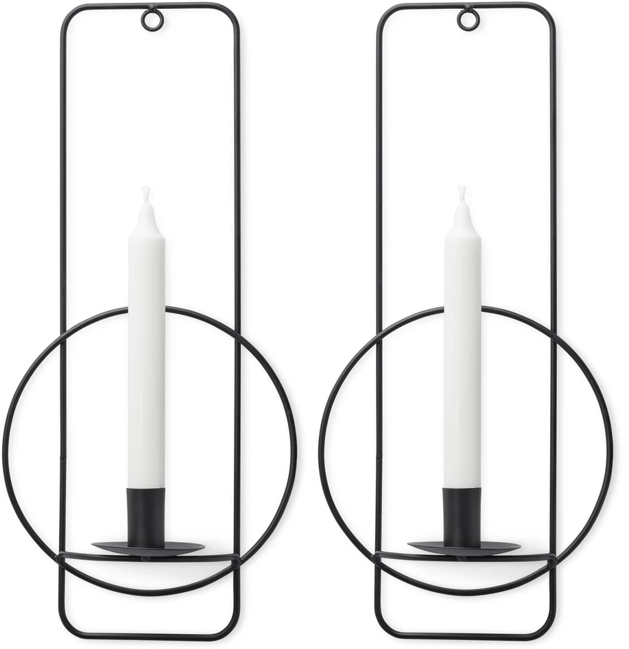 Elise - Väggljusstake, H 39 cm, 2-pack - Svart