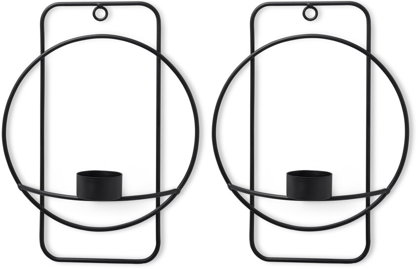 Elise - Väggljusstake, H 24 cm, 2-pack - Svart