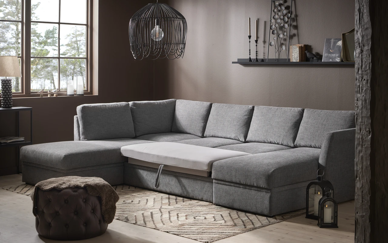 Öland - Bäddsoffa med schäslong vänster och divan höger - inspiration