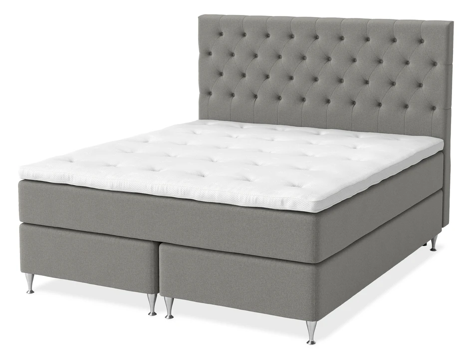 Dream Delux - Kontinentalsäng, dubbelsäng med bäddmadrass Sleep Delux och sänggavel Sleep - Grå