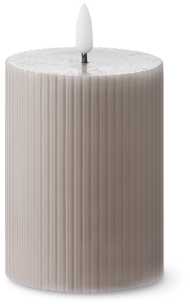 Blänka - Blockljus med LED-belysning, batteridrivet, Ø 7,5, H 10 cm - Beige