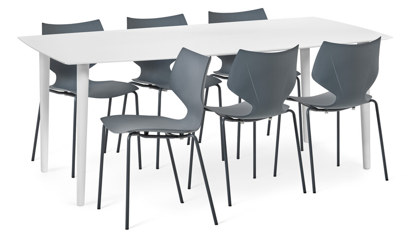 Plaine - Matgrupp med 6 stolar Pyret - Blå