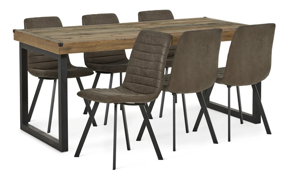 Woodenforge - Matgrupp med 6 stolar Santos - Grå