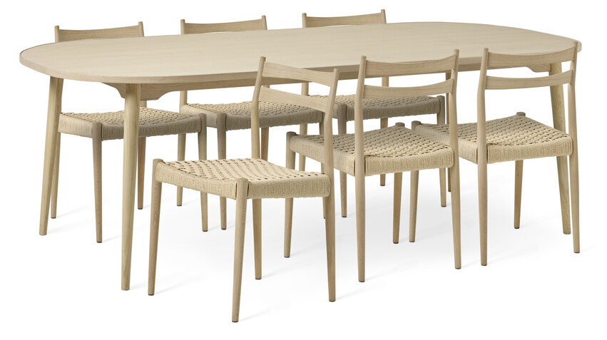 Nordic - Matgrupp med 6 stolar Cord - Vit