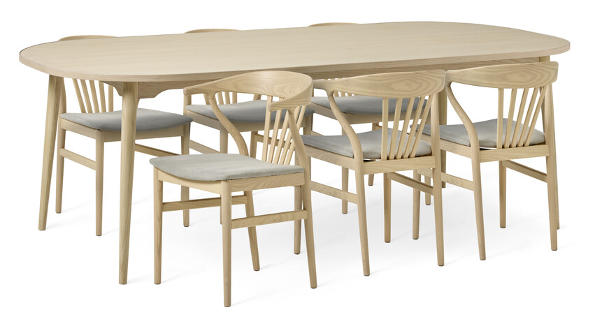 Nordic - Matgrupp med 6 stolar Nordic - Beige