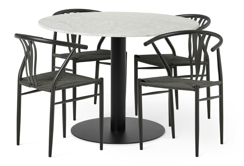 Tiffany - Matgrupp med 4 stolar Yngve - Svart