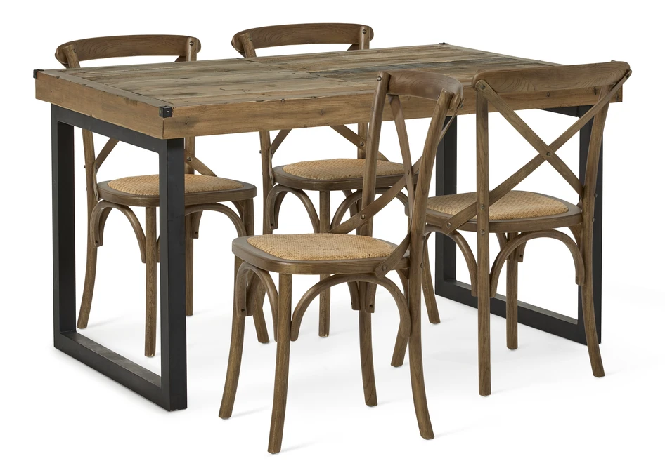 Woodenforge - Matgrupp med 4 stolar Alexia - Brun