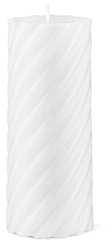 Swirl - Dekorationsljus, H 18 Ø 7 cm, brinntid 92 h - Vit