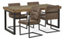Woodenforge - Matgrupp med 4 karmstolar Eastwood - Brun