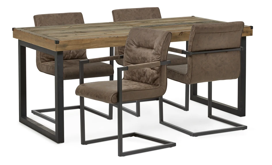 Woodenforge - Matgrupp med 4 karmstolar Eastwood - Brun