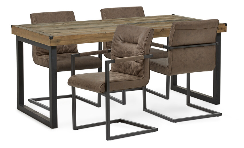 Woodenforge - Matgrupp med 4 karmstolar Eastwood - Brun