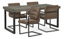 Woodenforge - Matgrupp med 4 karmstolar Eastwood - Brun