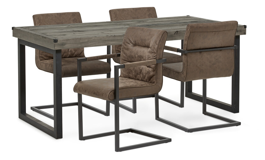 Woodenforge - Matgrupp med 4 karmstolar Eastwood - Brun