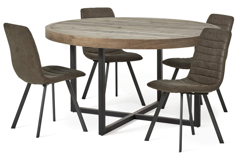 Woodenforge - Matgrupp med 4 stolar Santos - Grå