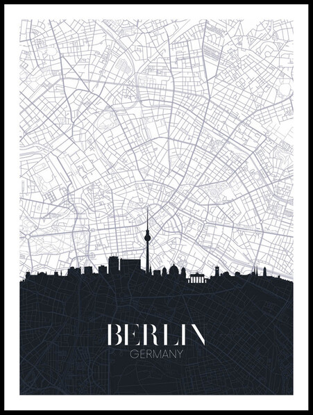 Karta Över Berlin  - Poster - Svart