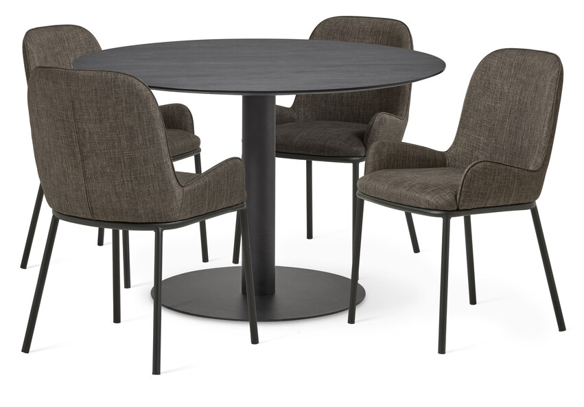 Sharp - Matgrupp med 4 stolar Benjamin - Brun