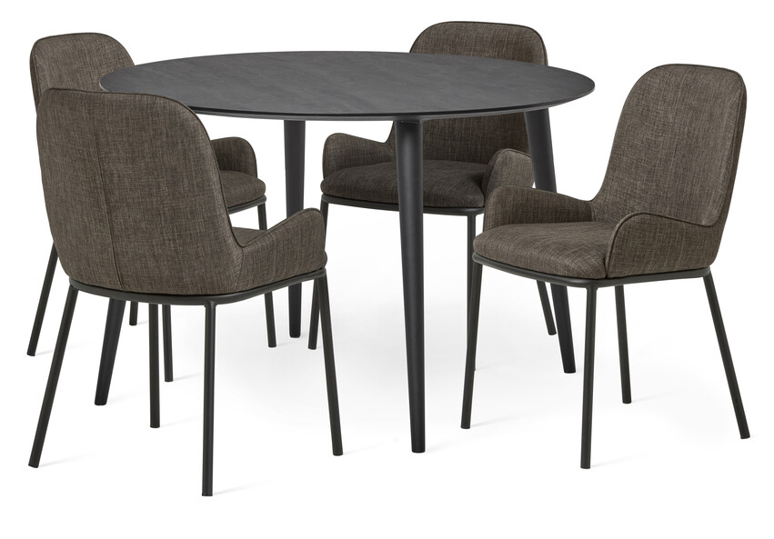 Sharp - Matgrupp med 4 stolar Benjamin - Brun