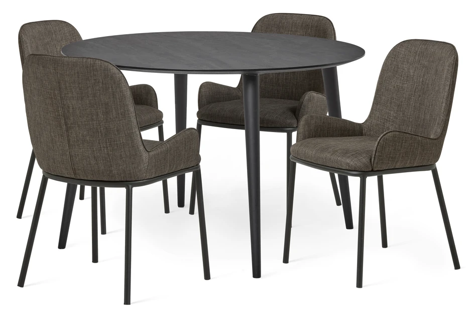 Sharp - Matgrupp med 4 stolar Benjamin - Brun
