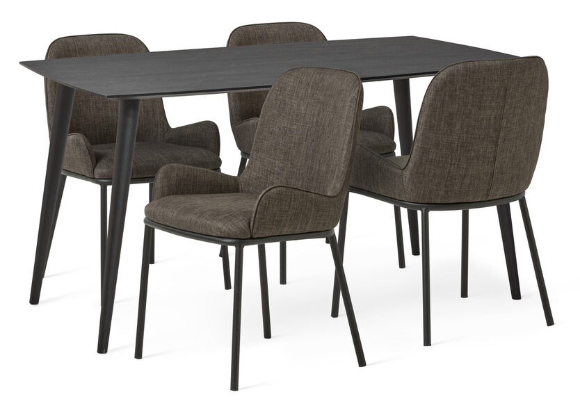 Sharp - Matgrupp med 4 stolar Benjamin - Brun
