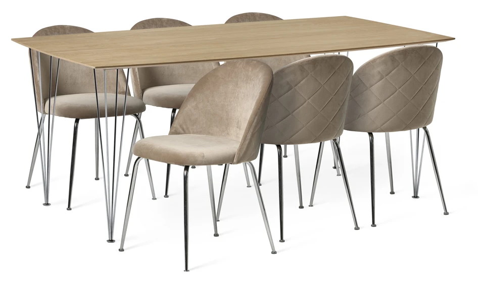 Plaine - Matgrupp med 6 stolar Kiwi - Beige
