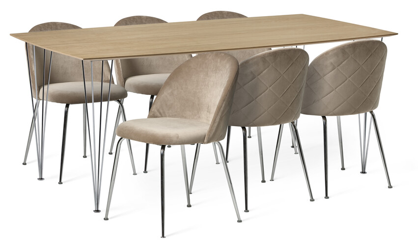 Plaine - Matgrupp med 6 stolar Kiwi - Beige
