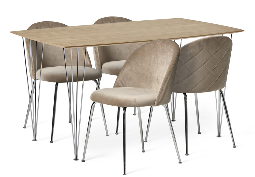 Plaine - Matgrupp med 4 stolar Kiwi - Brun