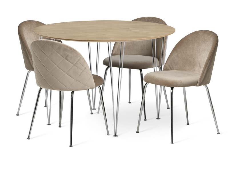 Plaine - Matgrupp med 4 stolar Kiwi - Brun
