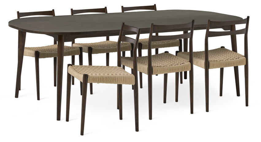 Nordic - Matgrupp med 6 stolar Cord - Brun