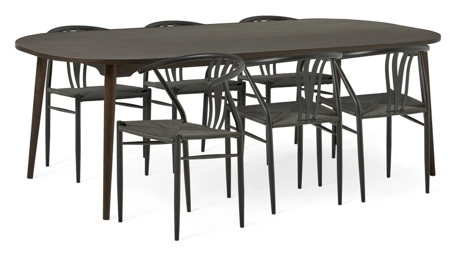 Nordic - Matgrupp med 6 stolar Yngve - Svart