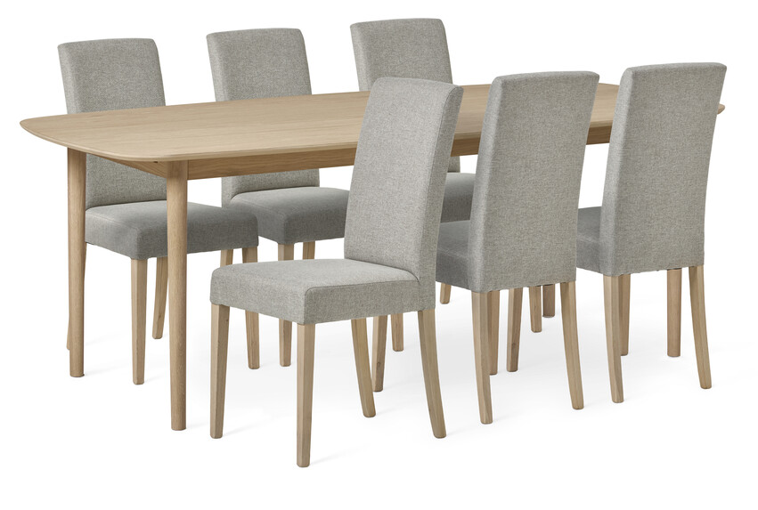 Edåsa - Matgrupp med 6 stolar Ekenäs - Beige