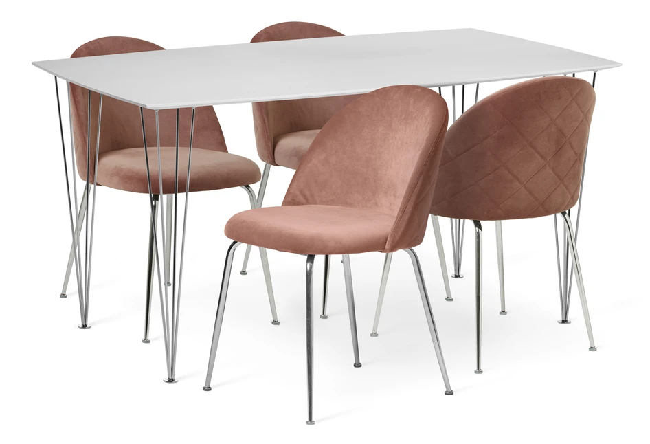 Plaine - Matgrupp med 4 stolar Kiwi - Rosa