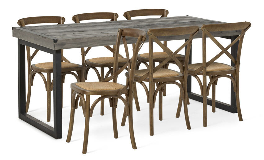 Woodenforge - Matgrupp med 6 stolar Alexia - Brun
