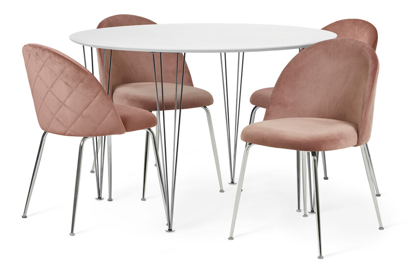 Plaine - Matgrupp med 4 stolar Kiwi - Rosa