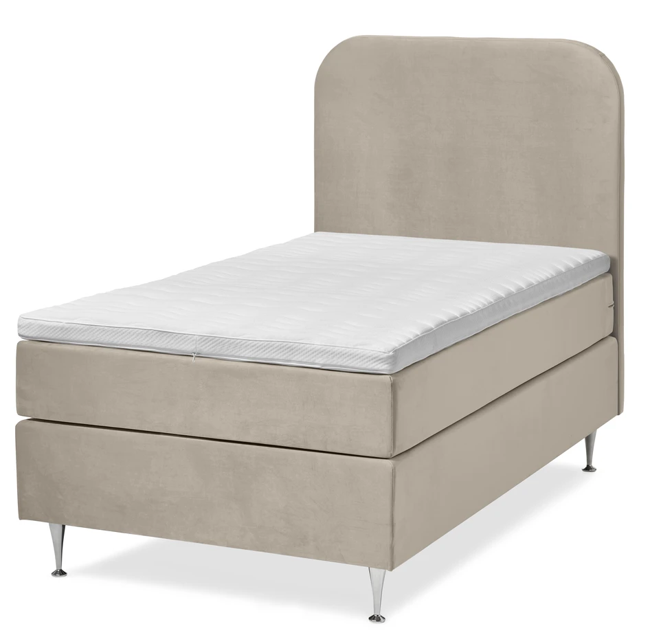 New York Supreme - Kontinentalsäng, enkelsäng med bäddmadrass och sänggavel - Beige