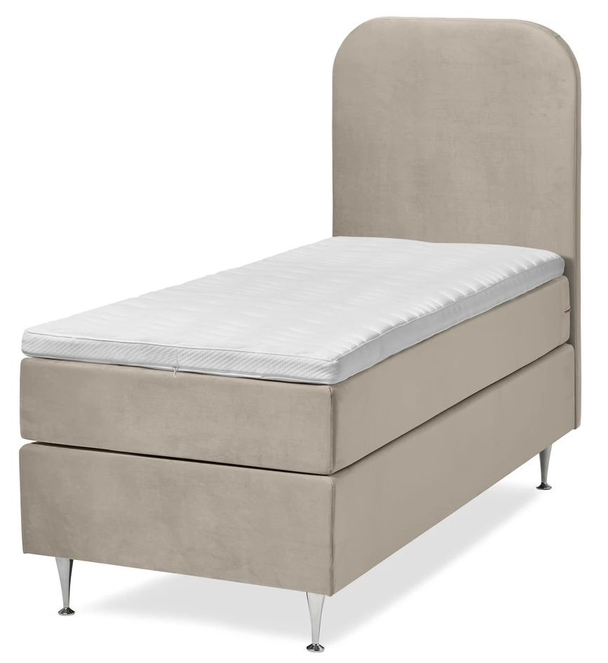 New York - Kontinentalsäng, enkelsäng med bäddmadrass och sänggavel - Beige