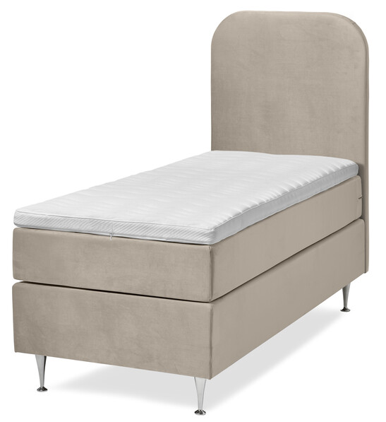 New York - Kontinentalsäng, enkelsäng med bäddmadrass och sänggavel - Beige