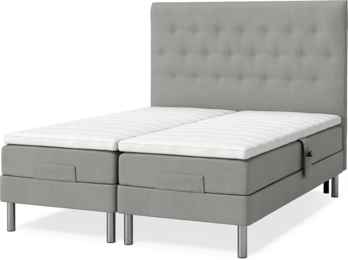 Roma Family, Ställbar säng, dubbelsäng med bäddmadrass och sänggavel pikerad, B 160-180