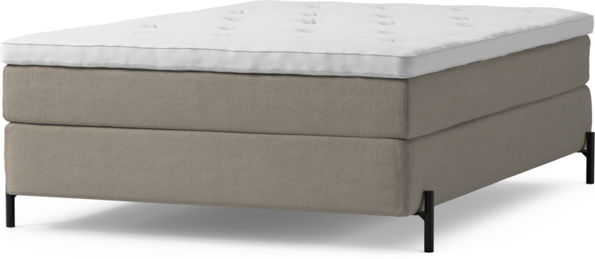 Delux Sense - Kontinentalsäng, enkelsäng 140 cm med bäddmadrass och sängben - Beige