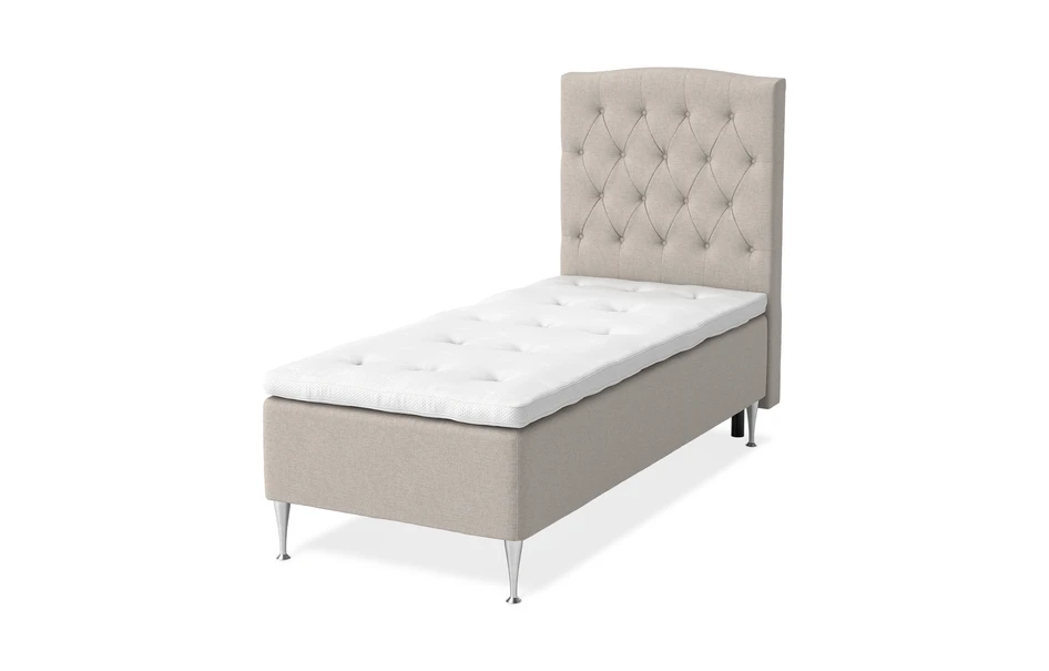 Dream Delux - Ramsäng, enkelsäng med bäddmadrass Sleep Delux vit - Beige
