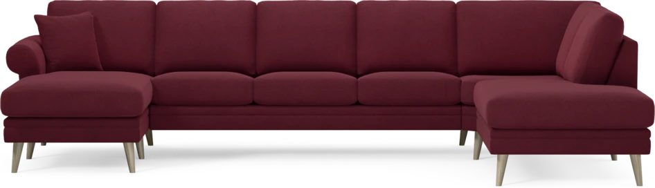 Eden - 3-sits soffa med schäslong vänster och divan höger - Röd