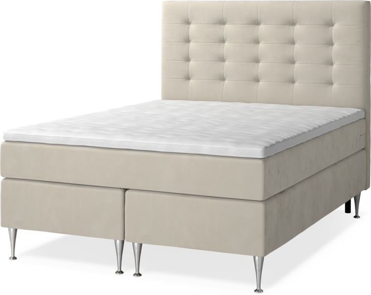 New York - Kontinentalsäng, dubbelsäng med bäddmadrass och sänggavel trensad - Beige