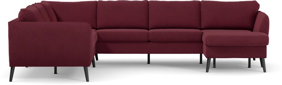 County - Hörnsoffa, 2+3-sits med schäslong höger - Röd