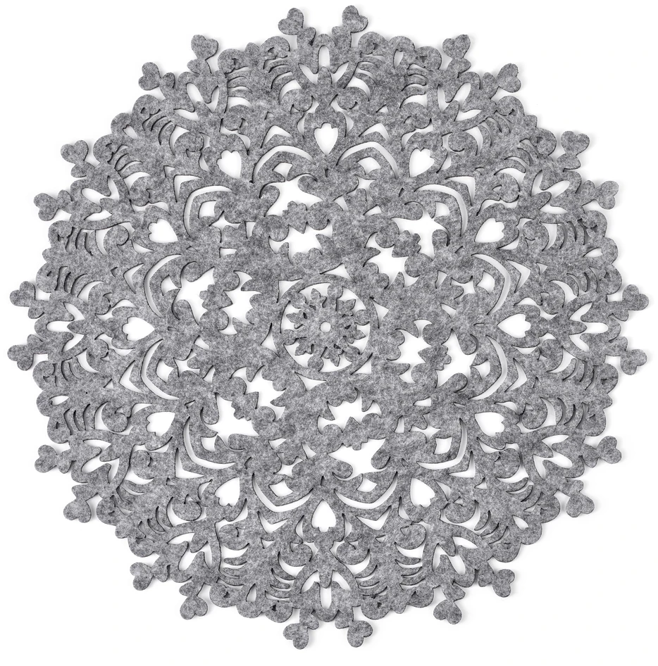 Joyful - Tablett i filt, Ø 38 cm - Grå