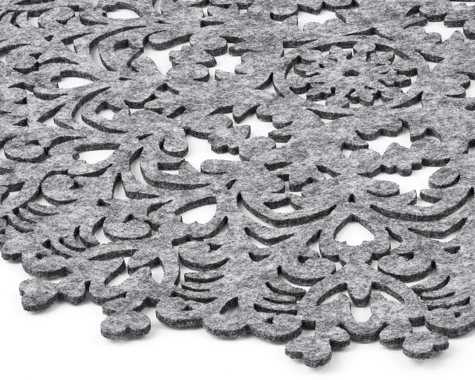 Joyful - Tablett i filt, Ø 38 cm - Grå