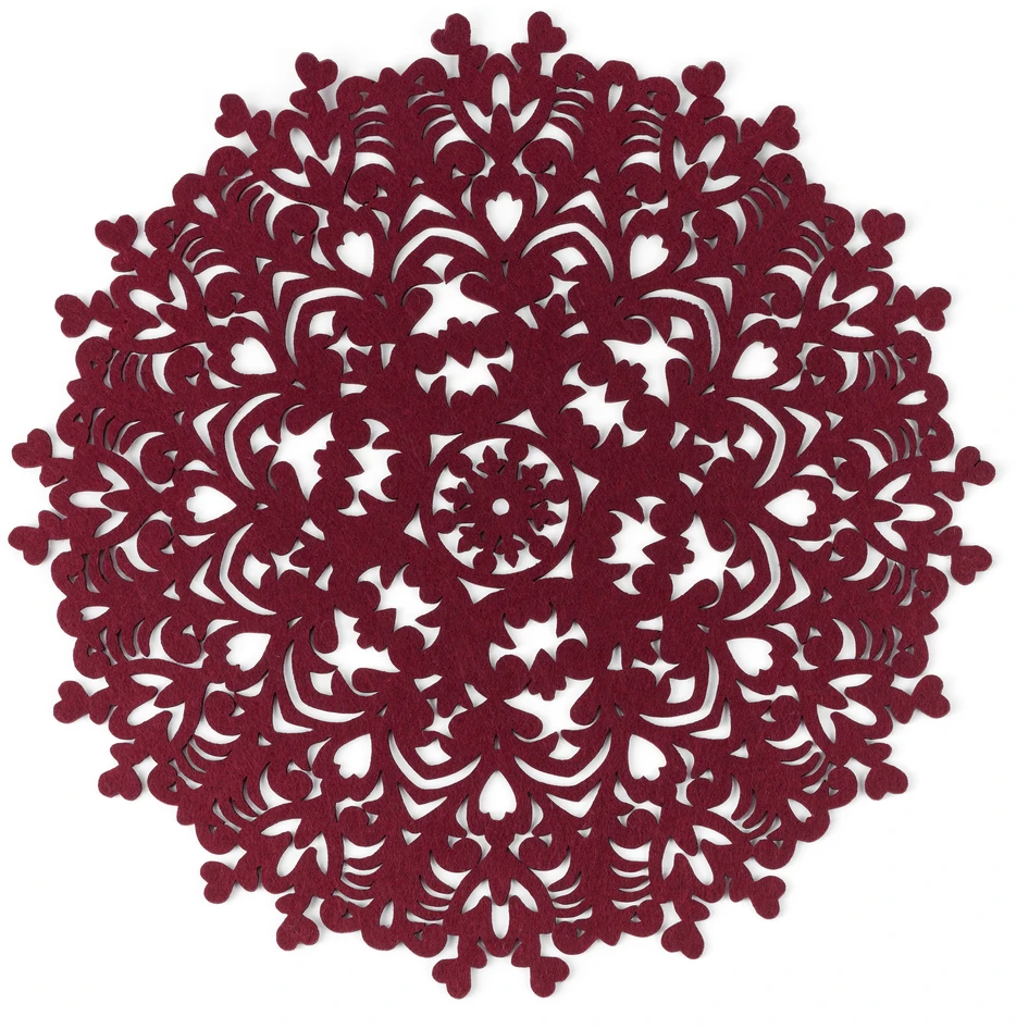 Joyful - Tablett i filt, Ø 38 cm - Röd
