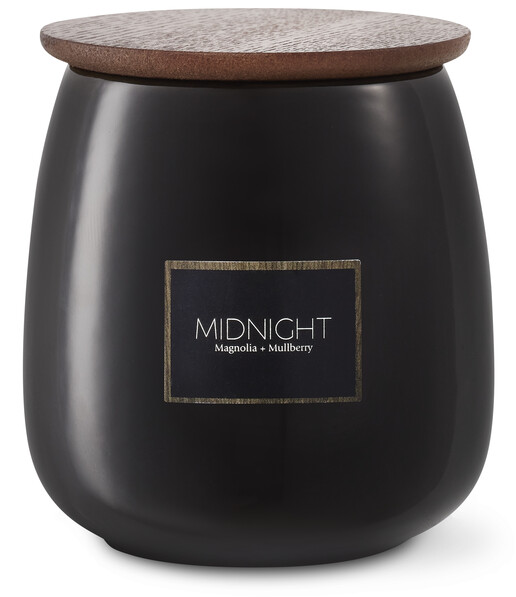 Midnight - Doftljus, doft Magnolia & Mullberry, brinntid 25 h, H 9 Ø 8,5 cm - Svart