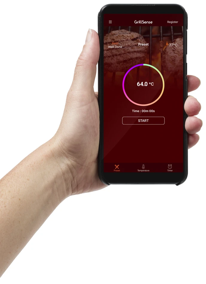 Dangrill - Termometer, LED-display - Grå