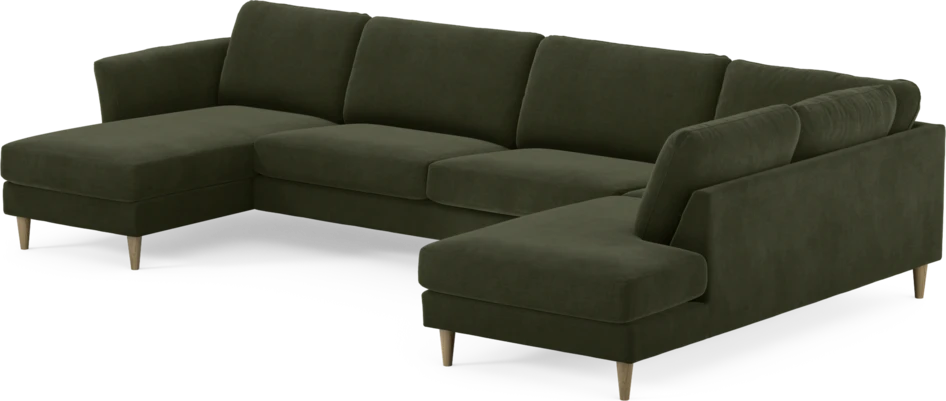 Bridge - 3-sits soffa med schäslong vänster och divan höger - Grön